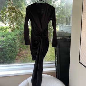 Black satin long sleeve mini dress WORN ONCE
